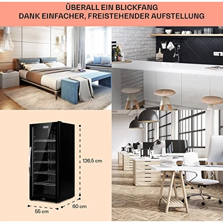 Klarstein Getränkekühlschrank Beersafe 7XL 242L LED-Innenbeleuchtung, schwarz – Bild 4