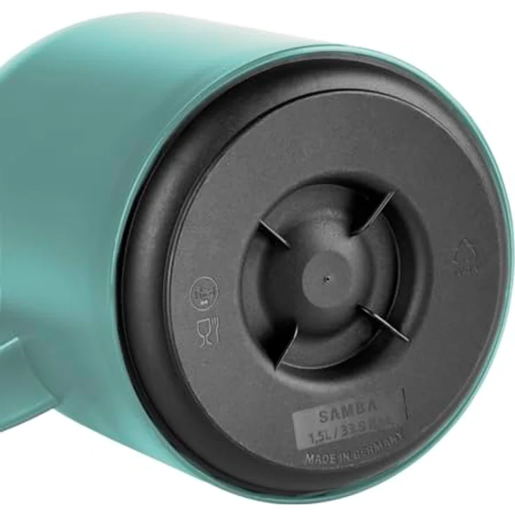 Emsa N4012100 Samba Isolierkanne (1,5 Liter, Quick Press Verschluss, 12h heiß und 24h kalt) Transluzent-Dunkelgrün – Bild 9
