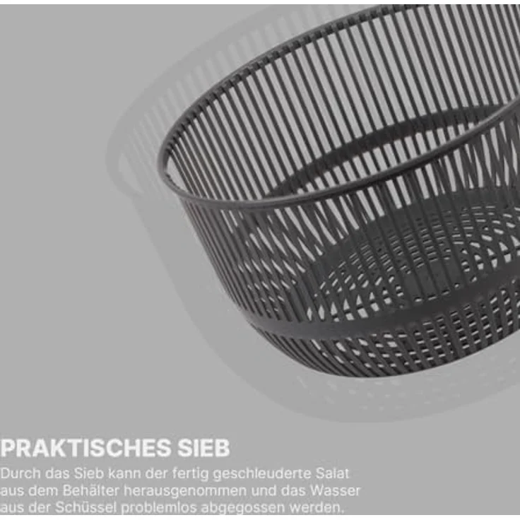 Pro Home Salatschleuder (2,7 Liter, Ø20cm) BPA-frei, 3in1 - Schleuder, Sieb und Salatschüssel, 3D Kurbel - Blau, Schleudern ohne Kraftaufwand, Salattrockner – Bild 4