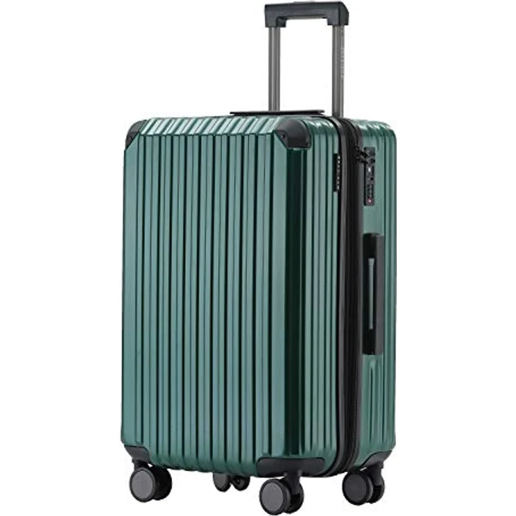 Münicase M816, Reisekoffer mit TSA-Schloss, Dehnungsfuge, Teleskopgriff, 4 Rollen, Hartschale, 65cm, Dunkelgreen – Bild 1