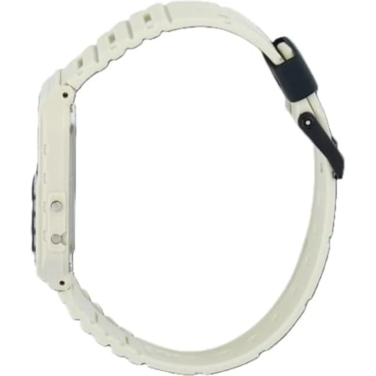 Casio CA-53WB-8BEF, Digitaluhr im Retro-Design mit Taschenrechner, Beige Kunststoffband und blauer Gehäusefarbe – Bild 3