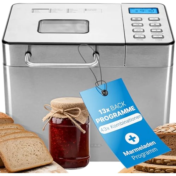 ProfiCook Brotbackautomat PC-BBA 1282, vollautomatischer Brotbackautomat mit Timer, 13 Programmen, Edelstahlgehäuse, 1500 g Kapazität – Bild 8