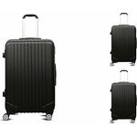 COFI 1453 3-TLG Travel ABS Hartschalenkofferset Trolley Zahlenschloss Koffer 360 Grad Rollensystem Schwarz