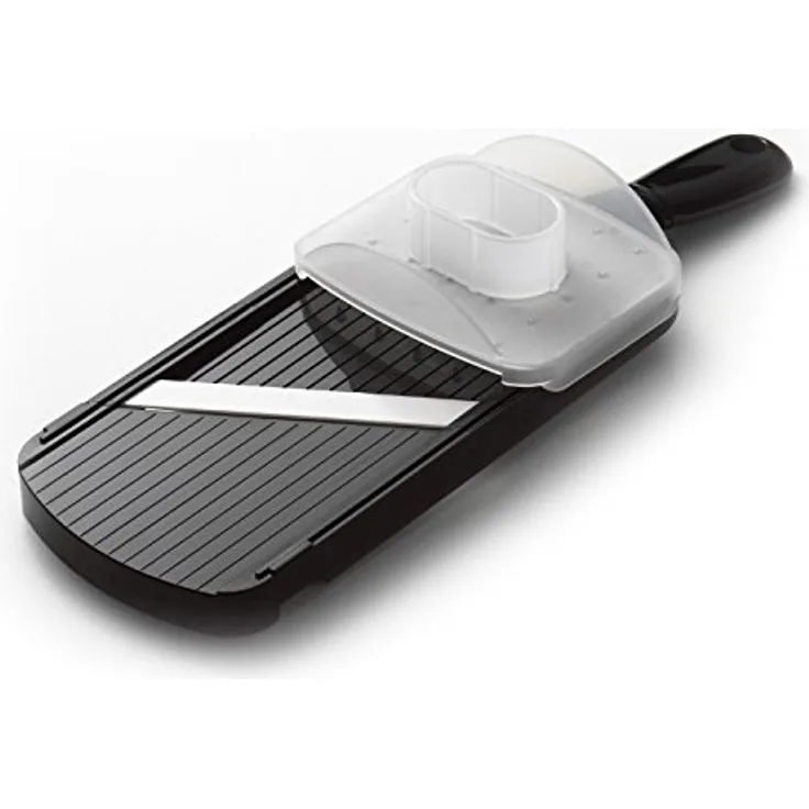 KYOCERA Keramikhobel CSN-202-BK Universalhobel, Küchenhobel mit besonders scharfer Keramikklinge für sauberes Hobeln. 4-fache Schnittdickeneinstellung inklusive Fingerschutz. Schwarz. 27,7 x 9,2 x 1,6 cm.