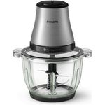Philips Zerkleinerer HR1503/00 3000 Series, Universalzerkleinerer mit PowerChop Technologie, 450 W, 2L Glasschüssel, Edelstahl, spülmaschinenfest