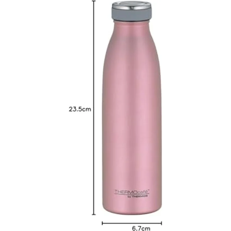THERMOS Isolier-Trinkflasche TC Bottle, 0,5 L, rosé gold matte Optik, doppelwandiger Edelstahl, frei von BPA,, unzerbrechlich, 100 % dicht - auch bei Kohlensäure, leichtes Öffnen ohne Abrutschen, gummierter Drehverschluss schlankes Design, spülmaschinenge – Bild 7