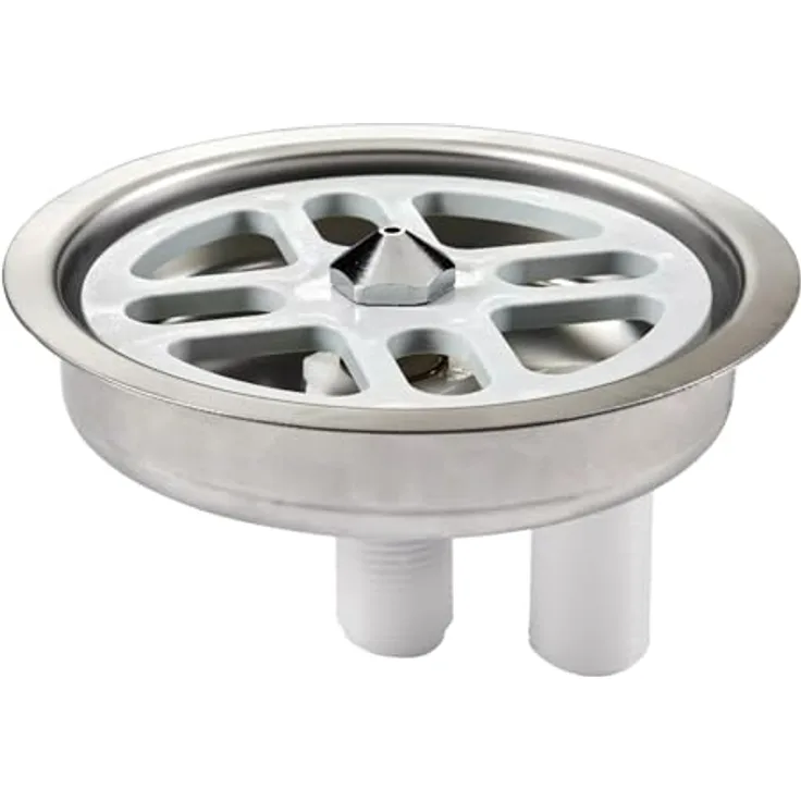 BieTal® Einbau Tropfschale Tropfkasten rund 13,2cm Abtropfschale Edelstahl mit Gläserdusche für Theke oder Bar Einlassen inkl. Ablauf, Silber