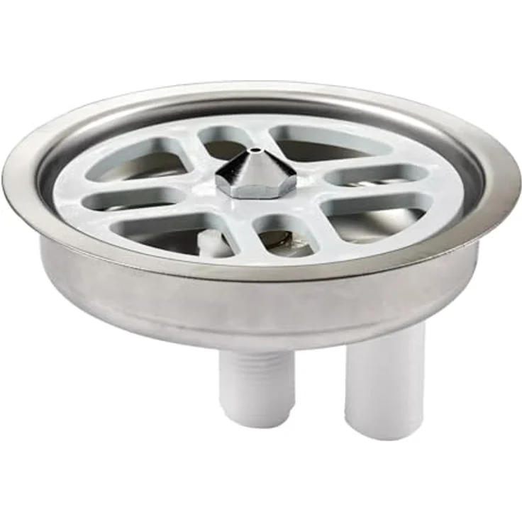 BieTal® Einbau Tropfschale Tropfkasten rund 13,2cm Abtropfschale Edelstahl mit Gläserdusche für Theke oder Bar Einlassen inkl. Ablauf, Silber – Bild 1