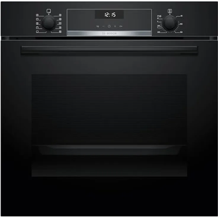 Bosch HBG537BB3, Serie 6, Einbau-Backofen 60 x 60 cm, 10 Automatikprogramme, Schnellaufheizung, EcoClean Direct Rückwand, 3D-Heißluft, Soft Close, Versenkknebel, LCD Display, Schwarz
