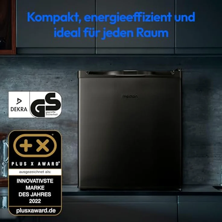 MEDION Mini Gefrierschrank (33 Liter Nutzinhalt, 51cm hoch, höhenverstellbare Füße, Griffmulde, manuelle Temperatureinstellung, Stern-Einstufung 4 Sterne, MD37675) grau – Bild 2