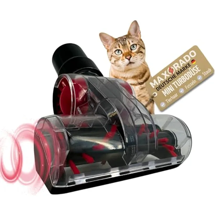 TronicXL Mini Turbobürste für Tierhaare, kompatibel mit 32mm/35mm Staubsauger, rotierende Turbowelze für gründliche Reinigung von Polstermöbeln und Autositzen
