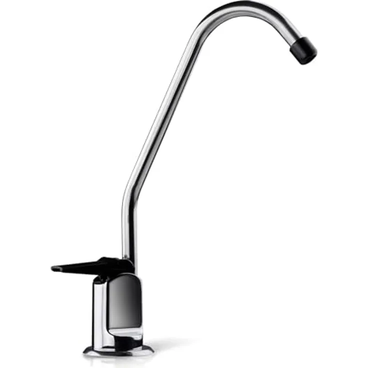 iSpring GB1 Wasserhahn-Wasserfilter, bleifrei, luftspaltfreies Design, 9 Zoll Chrom-Armatur mit schwarzem Hebel für Umkehrosmoseanlagen