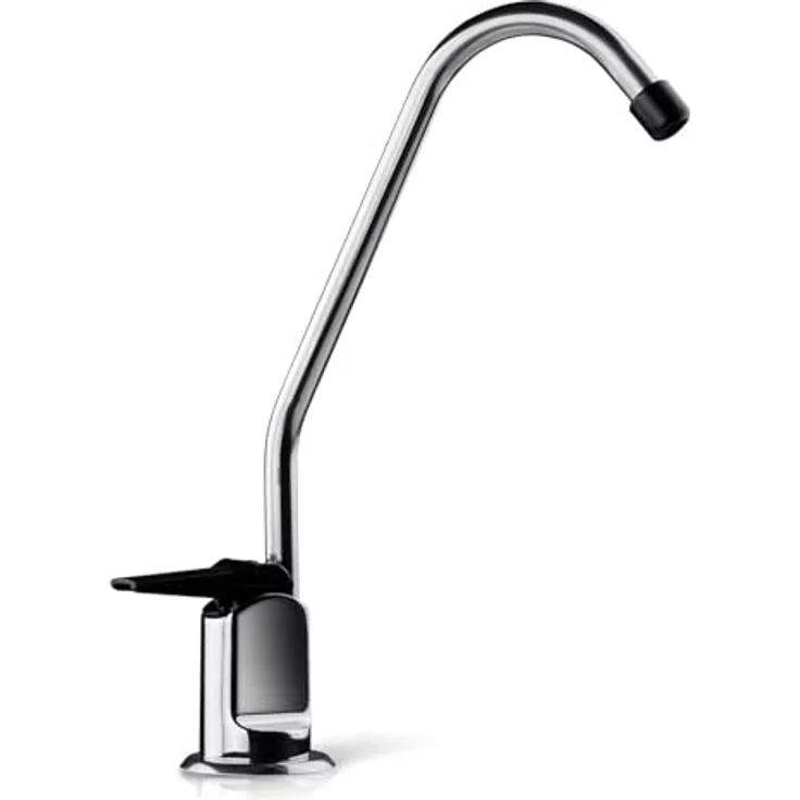 iSpring GB1 Wasserhahn-Wasserfilter, bleifrei, luftspaltfreies Design, 9 Zoll Chrom-Armatur mit schwarzem Hebel für Umkehrosmoseanlagen – Bild 1