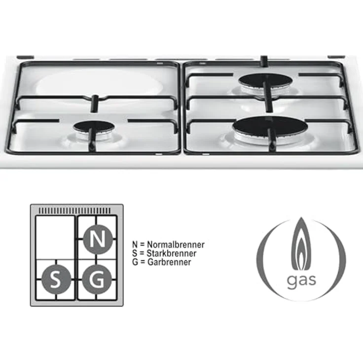 Oranier Gas-Standherd 50 cm - freistehender Gasherd mit Gas-Backofen - weißer 3 flammiger Standherd mit Gaskochfeld 4 Kochzonen - STG598 – Bild 4