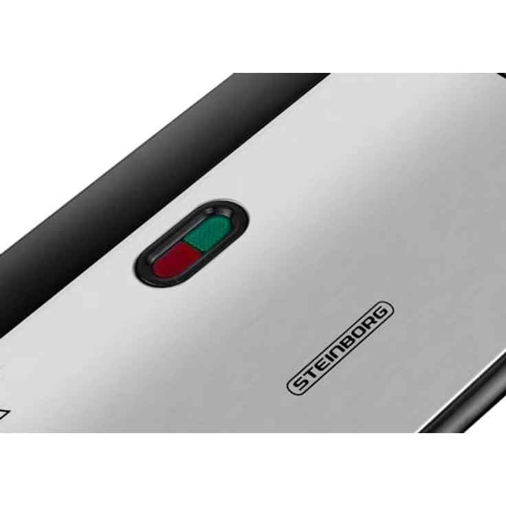 Steinborg SB-2110 Sandwich-Maker, 1200 Watt, für 2 Sandwiches, Thermostat, Backampel, antihaftbeschichtet, Cool-Touch-Gehäuse, schwarz, silber – Bild 5