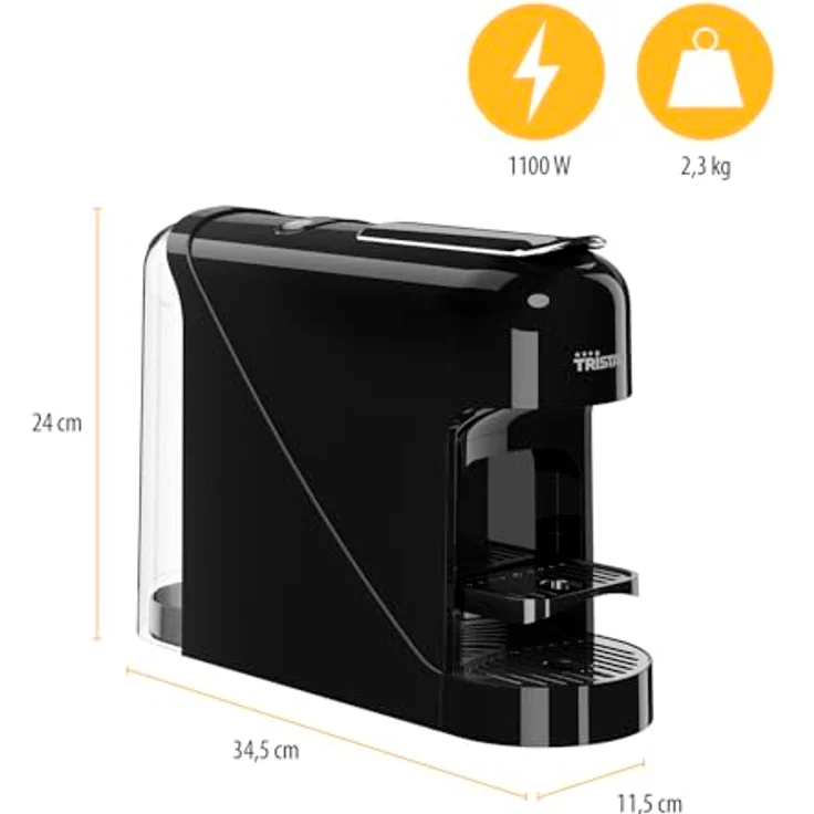 Tristar CM-2302 Kaffeebereiter, 0,8 L, 1400 W, Hochdruckpumpe mit 20 bar, kompatibel mit Nespresso-Kapseln – Bild 2