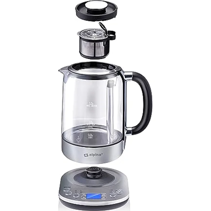 Alpina Motorola Nursery 8711252473352 Elektrischer Wasserkocher, 1,7L Transparent mit Temperatureinstellung und Teemaschine – Bild 3