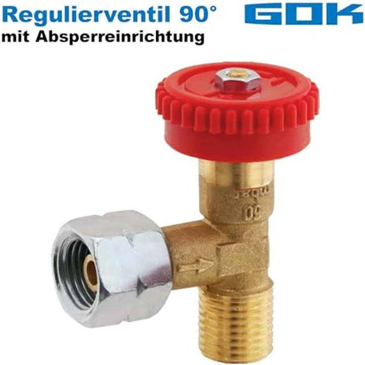 GOK Schlauch Gok Gasmengenventil 09-745 R1/4", Regulierventil mit Absperreinrichtung, DVGW-geprüft, 90° Drehung – Bild 2