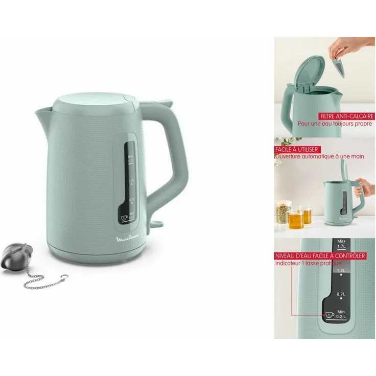 Moulinex Wasserkocher 1,7 L, leistungsstark mit stilvollem Design, Edelstahl