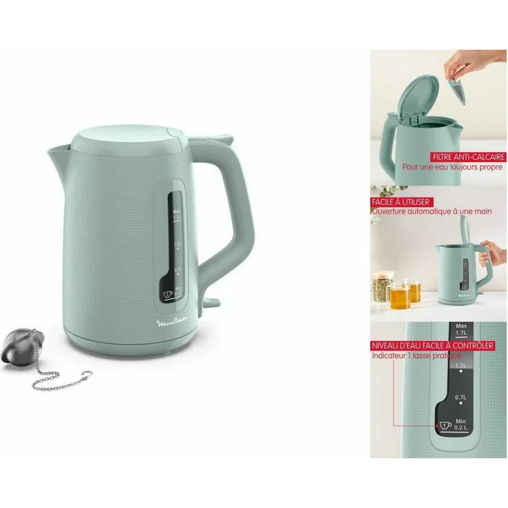 Moulinex Wasserkocher 1,7 L, leistungsstark mit stilvollem Design, Edelstahl – Bild 1