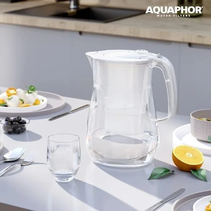 AQUAPHOR Onyx weiß inkl. 1 MAXFOR+ Filterkartusche-Premium-Wasserfilter in Glasoptik zur Reduzierung von Kalk, Chlor & Schwermetallen, Kunststoff, Volumen 4,2 l – Bild 3