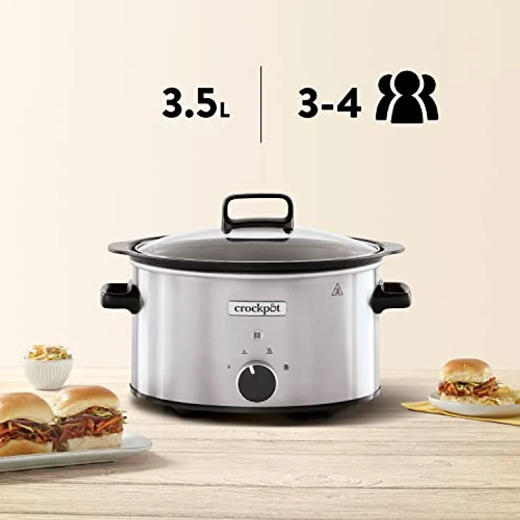 Crockpot Schongartopf | 3,5 Liter (3-4 Personen) | Behälter zum Bräunen von Fleisch und Gemüse | Edelstahl [CSC085X] – Bild 3