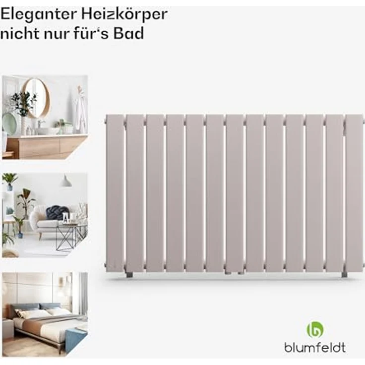 Blumfeldt Badheizkörper Flach, 681 Watt Vertikaler Warmwasser Wandheizkörper mit Thermostat, leise für Badezimmer und Wohnzimmer – Bild 2