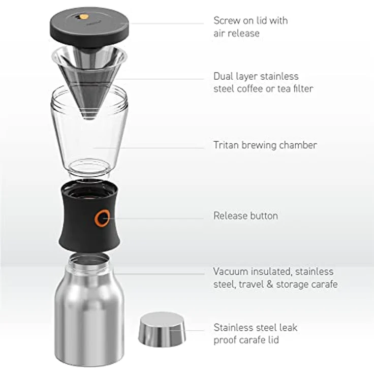 Asobu - Cold Brew Kaffeebereiter | Teebereiter to go mit Sieb schwarz, 50 – Bild 5