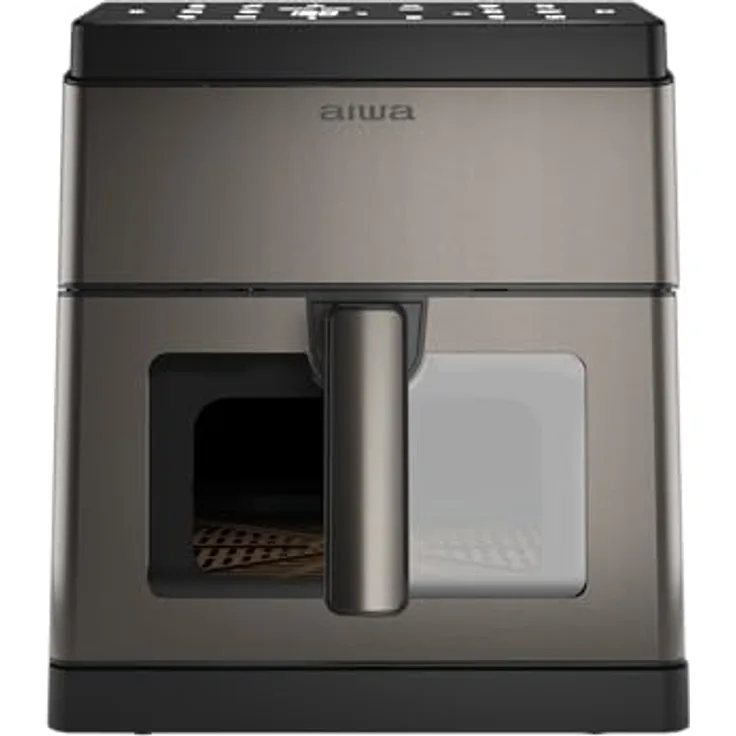 Aiwa AFR-8000 Kumadai Luftfritteuse, 8 l, 1800 W, digitale Steuerung, 12 Programme, Selbstreinigung, Edelstahl/Kunststoff, Metallfarbe