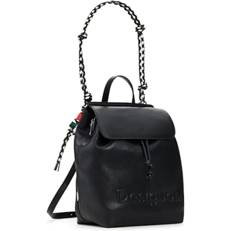 Desigual Half City Rucksack, 32 cm, schwarz, aus 100% Polyurethan, kompakte Größe 21 cm x 14 cm