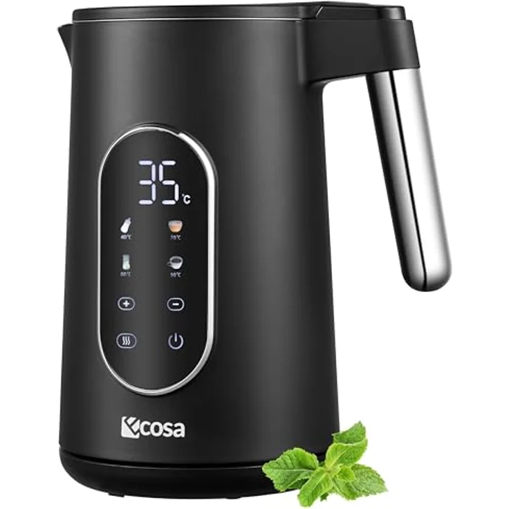 ecosa Wasserkocher Edelstahl mit Temperatureinstellung (40°C-100°C) 1,7 Liter Teekocher LED Display 2200 Watt BPA FREI Warmhaltefunktion Water Kettle – Bild 1