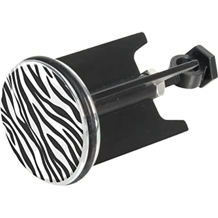 WENKO Abflussstopfen Pluggy® Wild, höhenverstellbarer Waschbeckenstöpsel für alle handelsüblichen Waschbecken, aus Messing und Kunststoff gefertigt, Ø 3,9 x 6,5 cm, Zebra-Design, Weiß/Schwarz – Bild 2