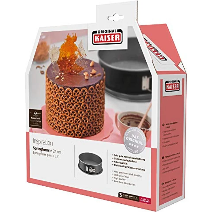 Kaiser Inspiration Springform 24 cm rund, Flachboden, runde Backform, antihaftbeschichtet, auslaufsicher, mit Rezept – Bild 6
