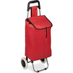 Relaxdays Einkaufstrolley klappbar, Abnehmbare Tasche 28 L, Einkaufswagen mit Rollen HxBxT: 92,5 x 42 x 28 cm, rot