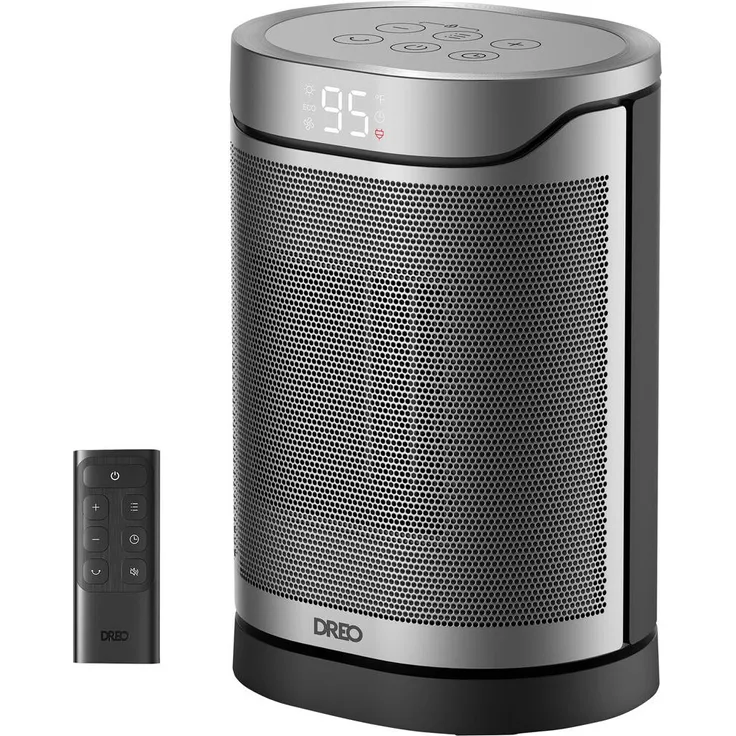 DREO Keramik-Heizlüfter 318, 1500W tragbar mit programmierbarem Thermostat, schwenkfunktion, schwarz/silber