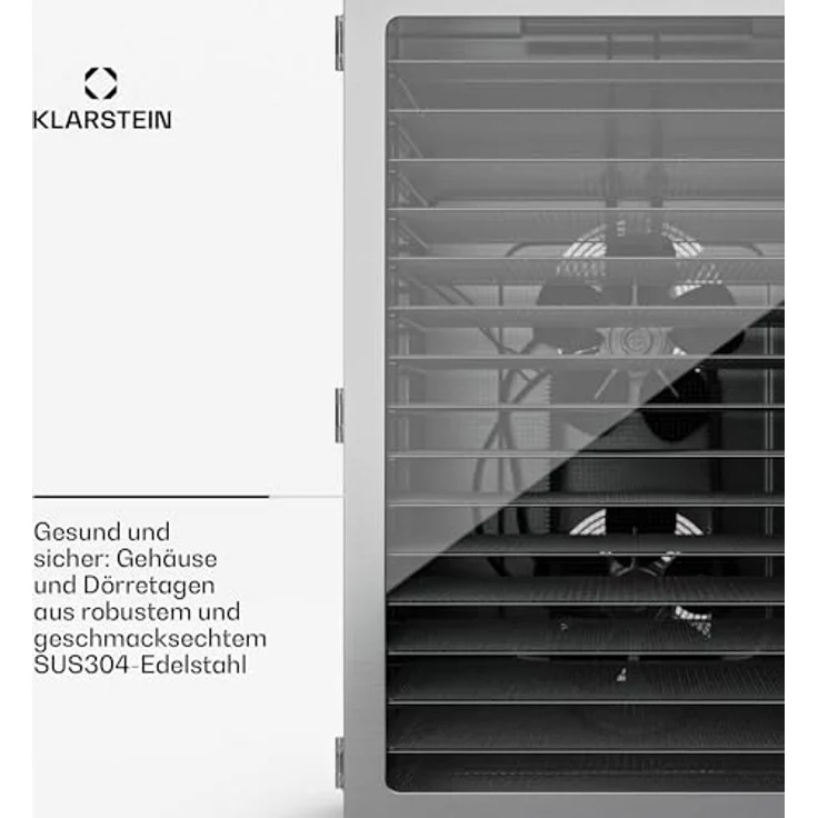 Klarstein Dörrgerät, Dörrautomat für Gemüse, Obst, Pilze & Fleisch, 1500W Edelstahl-Dörrautomat, Trockenautomat mit 16 Metallgitter, Dörrgerät mit 24H Timer & Touch-Display, Food Dehydrator – Bild 4
