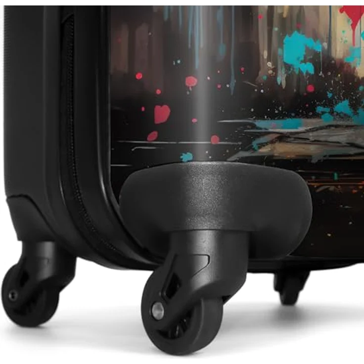 NoBoringSuitcases.com© Hartschalen-Trolley Mädchen mit Luftballon im Graffiti-Stil 67x43x25cm, 4 Rollen, Koffer Mittelgroß, Suitcase für Erwachsene in Buntem Design – Bild 6