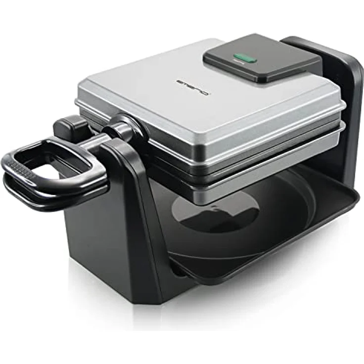 Emerio drehbares Waffeleisen für 4 belgische Waffeln zugleich, mit professioneller Dreh-Funktion, antihaftbeschichtete Platten, Temperaturregler, 1000 Watt, "gut" getestet, Silber, WM-110984.4 – Bild 5
