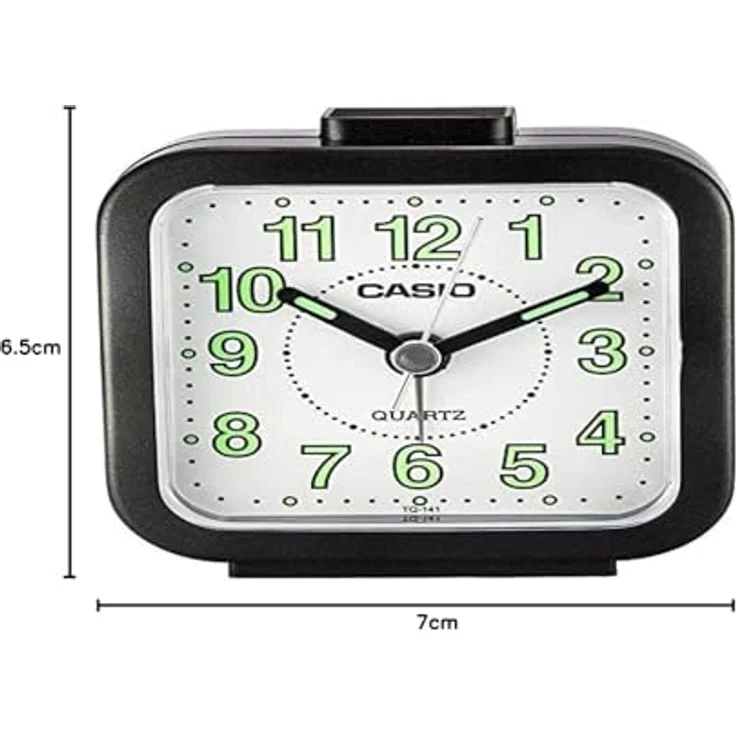 Casio TQ141/1 TQ-141-1EF, Analogwecker mit Quarzwerk, Edelstahlband silber, Zifferblatt weiß – Bild 2
