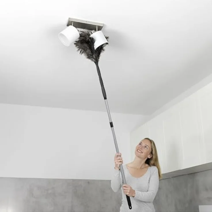 Maximex Straußenfeder Staubwedel mit Knickgelenk und Teleskopstiel, 56-122 cm, für empfindliche Oberflächen – Bild 9