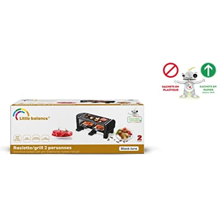 LITTLE BALANCE 8559 Black Jura 2 Raclette 1 oder 2 Personen, Antihaftbeschichtung, 1 oder 2 Personen, 320 W, schwarz – Bild 4