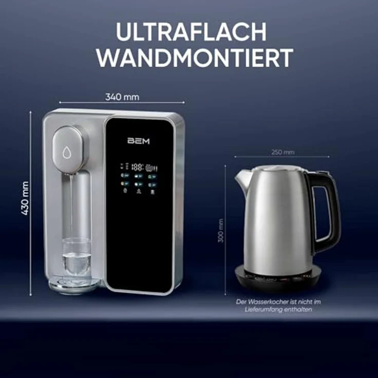 BEM Unicora Wasserfilter Umkehrosmoseanlage mit UV-Direktanschluss, Heißwasserspender, 6 Temperaturstufen, TDS Monitor – Bild 3