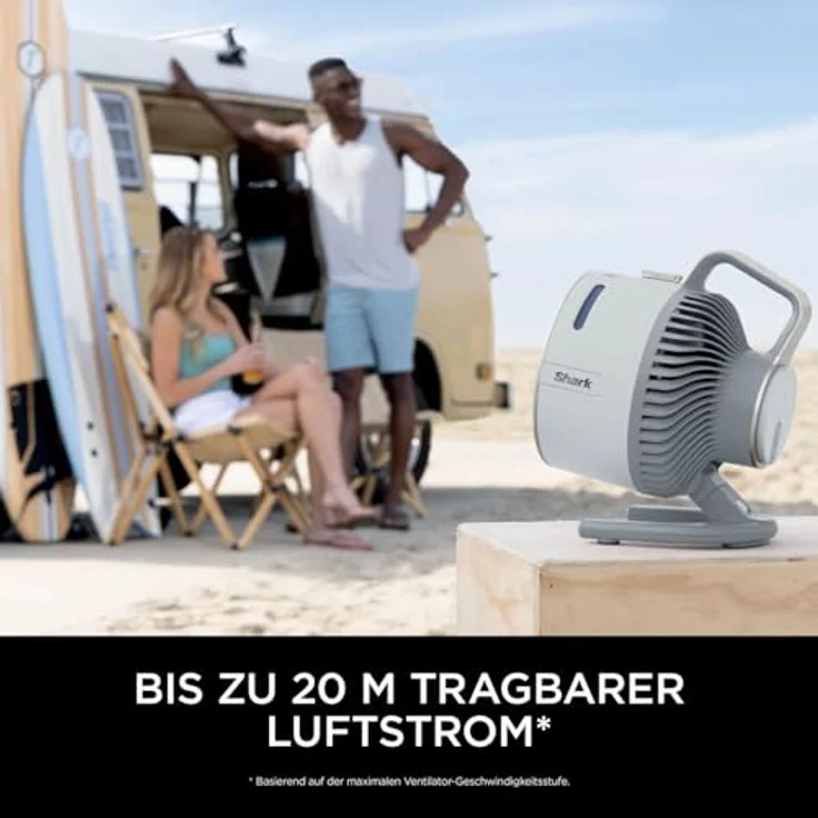 Shark FlexBreeze HydroGo, Starker Ventilator mit Sprühnebel, kabelgebunden & kabellos, leise, bis zu 20 m Luftstrom, Farbe Taube – Bild 4