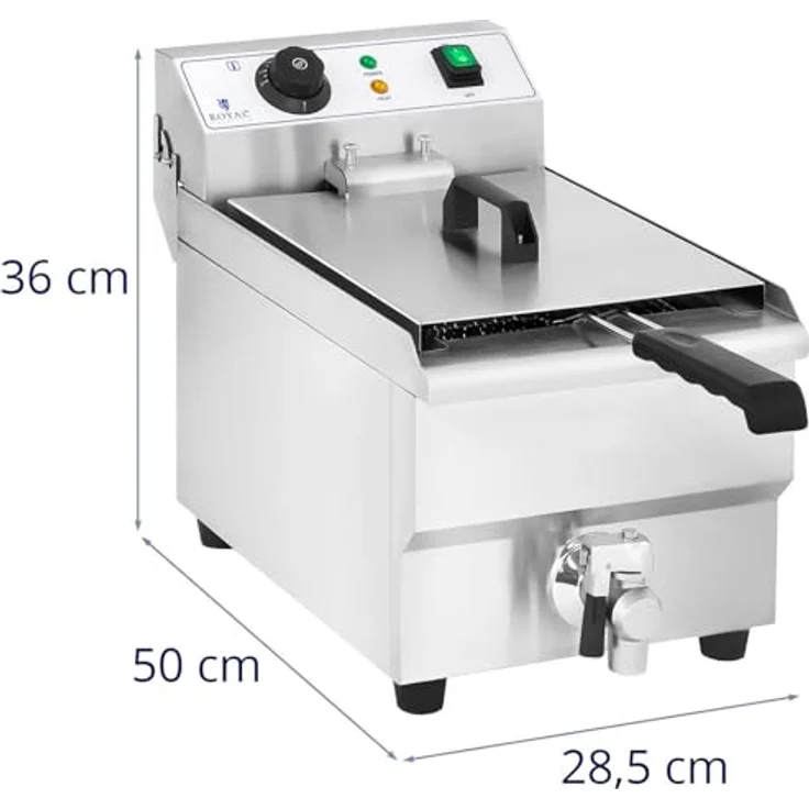 Royal Catering Elektro-Fritteuse RF 10EH 1, mit Fett, 10 Liter Fassungsvermögen, 3000 Watt, silber, Edelstahl – Bild 8