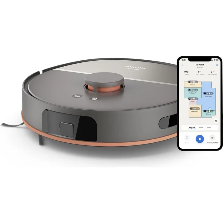 Philips HomeRun 5000 Series Saug- & Wischroboter, Staubsauger Roboter mit multifunktionalem Reinigungssystem, Grau