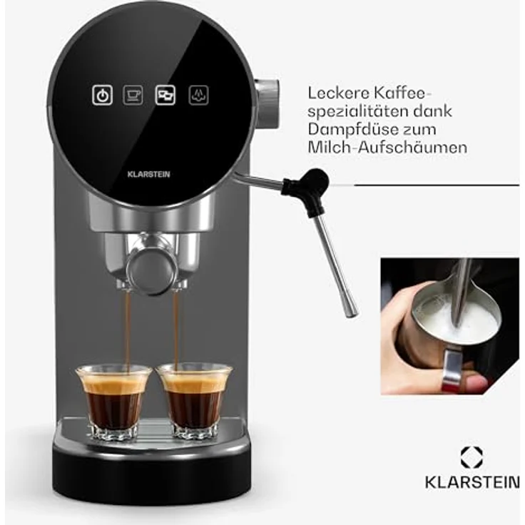 Klarstein Espresso Siebträgermaschine mit Milchaufschäumer, 0,9L Retro Mini-Espressomaschine, 1360 Watt Kaffeemaschine Klein für Cappuccino, Latte & Macchiato – Bild 3