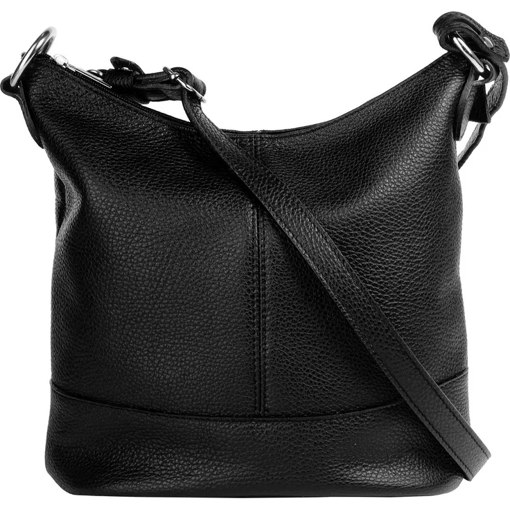 Cluty Umhängetasche, echt Leder, Made in Italy, seidig glänzend, schwarz