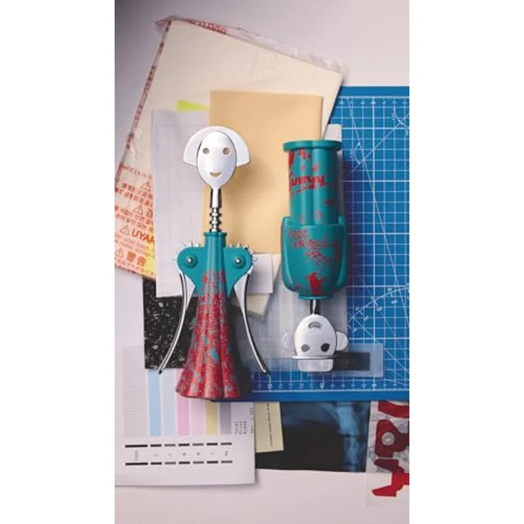 Alessi Liquid AM23A 31, Design-Korkenzieher aus Alkipapier und verchromtem Zamak, phosphoreszierend, mehrfarbig – Bild 5