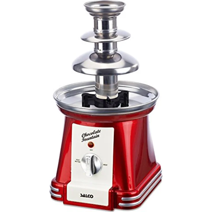 SALCO Retro Schokoladenbrunnen - Schokobrunnen - Schokoladen Fondue aus Edelstahl im 50er Jahrestil - mit Wendelschnecke – Bild 2