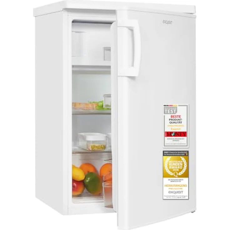 Exquisit KS516-4-HE-040D, Kühlschrank mit 109 l Nutzinhalt, elektronischer Temperaturregelung, niedrigem Geräuschpegel von 37 dB, in Weiß – Bild 1